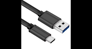 USB C kabel - C naar A - Nylon mantel - Zwart - 0.5 meter - Allteq
