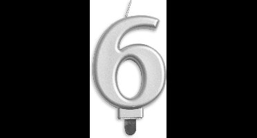 Wefiesta Verjaardagskaars Cijfer 6 Wax 7,8 Cm Zilver