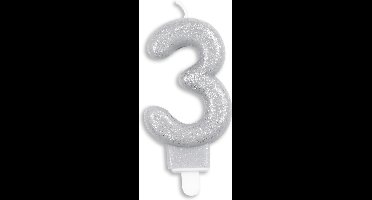 Wefiesta Cijferkaars '3' 4,4 X 7 X 1,2 Cm Wax Zilver