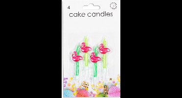 Wefiesta Flamingokaarsjes 5,9 Cm Wax Groen/roze 4 Stuks