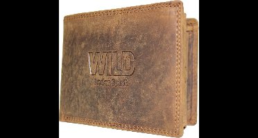 WILD Buffel leer portemonnee Anti Skim Heren Billfold Bruin