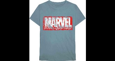 Marvel Marvel - Distressed Dripping Logo Heren T-shirt - M - Blauw