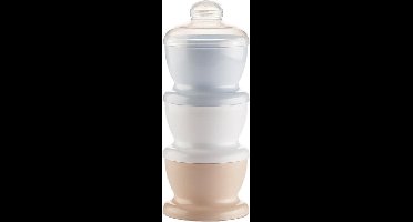 Melkpoeder doseerdoosjes - zacht blauw / wit / zacht kastanje