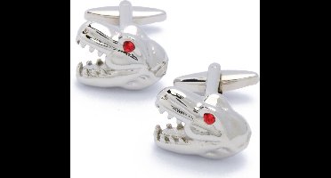 Manchetknopen - T-rex Dinosaurus Zilver met Rood Oog
