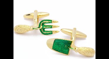 Manchetknopen - Tuingereedschap Moestuin Groen en Goud