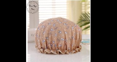 New Age Devi - Dikke 1 Stuks Douche muts - Shower Cap - Orange Bow - Oranje - Waterdicht - BadMuts - Dubbele Laag - Haar Cover - Haar Bedekking - Vrouwen DoucheCap - Badkamer Accesoire