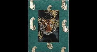 Wants&Needs - Fotolijst Leopard Polyresin - Groen - Fotomaat 10 X 15 cm - cadeautip