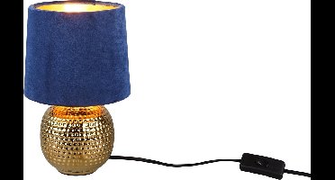 REALITY SOPHIA - Tafellamp - Goud - excl. 1x E14 40W - Snoerschakelaar - Blauwe kap