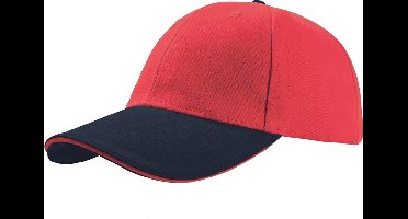 Atlantis Liberty Sandwich Heavy Brush Cotton 6 Panel Cap (Pack of 2) (Rood/Zwaar)