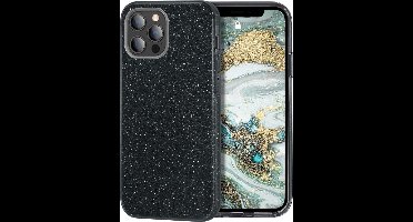 Hoesje Geschikt voor iPhone 12 Mini Hoesje - Glitter TPU Backcover - Zwart