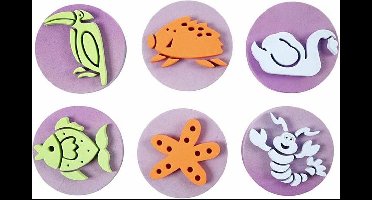 Foam stempels, dieren, d 7,5 cm, dikte 2,5 cm, 6 stuk/ 1 doos