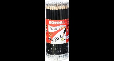 Koker met 72 grafiet kwaliteitspotloden 6-kantig met gom 2HB