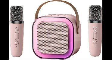 Bluetooth karaokemicrofoons, geschikt voor kinderen en volwassenen, met Bluetooth-luidspreker, RGB-verlichting en compatibiliteit met pc's, mobiele telefoons, tablets, tv's en andere apparaten - 1 paar in roze.
