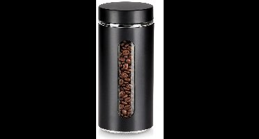Voedselcontainer Strooibus Glas Schroefbaar Zwart 1,3 l - Container voor Losse Producten - Keuken - Voedsel - Doos