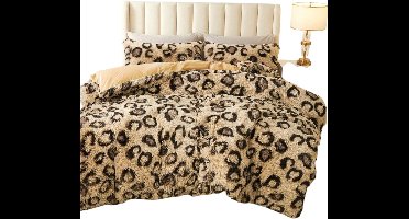 3-Delige Leopard Plush Shaggy Dekbedovertrekset — Glamoureus & Fluffy - 200x200cm