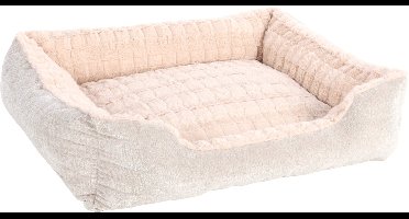 Hondenmand – hondenkussen – hondenbed – Flamingo Verona Rechthoekig – beige – 80x67x22 cm – pluche mand met afneembare hoes en antislip bodem – wasbaar op 30°C