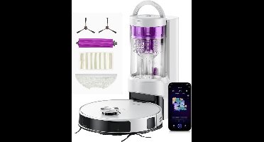 RVV® Robotstofzuiger met laadstation - Robotstofzuiger - Robotstofzuiger huisdieren - Wit - 35cm x 35cm x 10cm