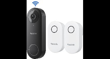 Reolink Video Deurbel Camera WiFi met 2 Stuks Reolink Bel V2, Bedrade 5MP Buitencamera, 180° Groothoek, Slimme Detectie, 5G/2.4GHz Dual-band WiFi, Tweewegcommunicatie, Lokale Opslag, Werkt met Google Assistant, Geen Abonnement