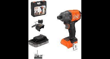 BLACK+DECKER 18V Brushless Slagschroevendraaier met bits in koffer inclusief 2.5Ah accu en lader - BLIM78E1K-QW