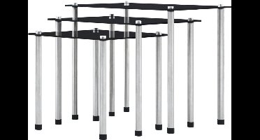 Nesting Salontafels – Bijzettafels – Side Tables – Rond Tafeltjes – Praktische Tafels – Zwart Gehard Glas – Ruimtebesparend Design