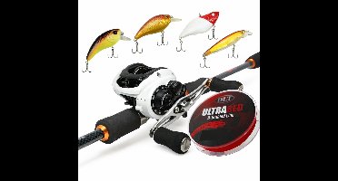 Eurocatch - Baitcaster - Hengel set - Roofvis set - Lengte 1,80m - incl. 200m Gevlochten lijn - Visset - Combo - incl kunstaas