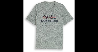 Tom Tailor - T-shirt met logoprint - Maat XXXL - green navy injected