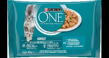 PURINA ONE Adult nat kattenvoer, malse stukjes in saus met vis (1 x 4 x 85g)