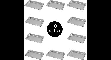 MEGA-M Gastronorm - GN 1/4 Set van 10 stuks - 265x162x20 mm - Roestvrij Staal