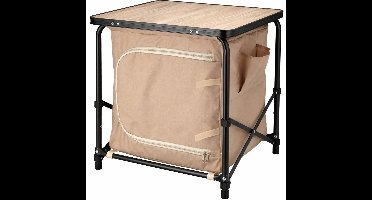 HEM Camping opbergkast met tafel – Inklapbare campingkast met opbergvakken – Aluminium frame – Lichtgewicht camping organizer voor tent, caravan en camper