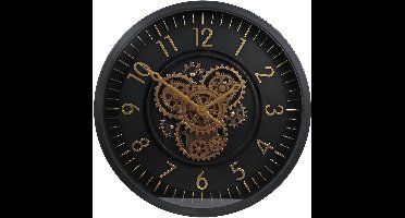 Radarklok Vincent wandklok zwart goud metaal vintage industrieel 46cm.