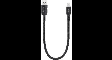 TUNIQ USB A naar Lightning Kabel 30cm - Snelladen - Gevlochten - Zwart
