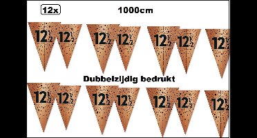 12x Luxe Vlaggenlijn 12,5 jaar koper 10 meter - dubbelzijdig bedrukt - Jubileum thema feest