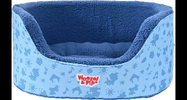 Woezel & Pip slaapmand hoge rand blauw 60cm