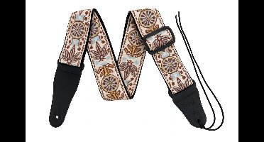 P&P® - Professionele Verstelbare Stevige Gitaarband - Guitar strap Band - Luxe Gitaarriem - Bas/Elektrische /Akoestische/ Klassieke Gitaar - Geborduurd Wit-Geel