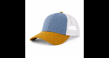 Trucker Cap - Local - Aqua & Mosterd – Verstelbare Baseball Cap met Mesh Achterkant – Unisex Volwassenen