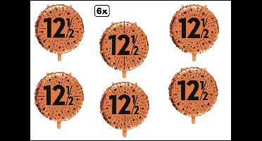 6x Luxe Folieballon 12,5 jaar koper (45 cm) - NIET geleverd met helium -Thema feest land festival party fun folie ballon