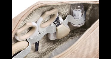 Béaba Baby Verzorgingsset – 7-delige Toilettas met Badthermometer, Nagelverzorging, Haarborstel & Bijtring – Compact & Handzaam – Clay