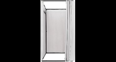 Mobiele Paskamer – Verplaatsbare Omkleedcabine – Paskamer Tent – Kleedruimte – Omkleedgordijn – Grijs – Stevig IJzeren Frame – Privacy Met Linnen Doek