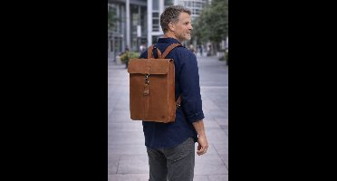 Castillo Cavan Leren Rugzak - Antique Vintage Stijl - Veelzijdig en Stijlvol - Rugtas van Leer voor Dames & Heren - Cognac