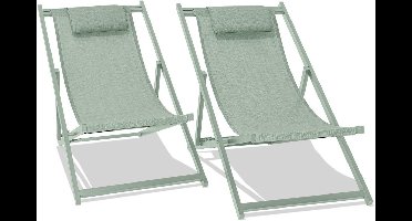 Ligstoel – Tuinstoel – Ligbed – Lounger – Set van 2 – Aluminium Frame – Verstelbare Rugleuning