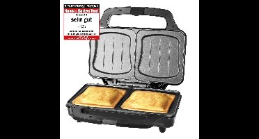 Emerio Tosti Apparaat XXL - 2 Tosti's - PFAS-vrij - 900W - Sandwich maker - RVS - Bakplaat - ST-109562.17 - Zwart