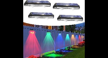 Solar Wandlamp 4 Stuks – LED Buitenlamp – Waterdicht – Warm Wit/RGB – Tuin & Trap Verlichting