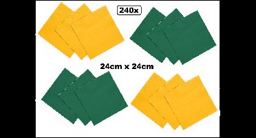 240x Servetten groen en geel 24cm x 24cm - 3 laags - Cocktail servet diner eten knoeien restaurant BBQ thema feest verjaardag feest WK