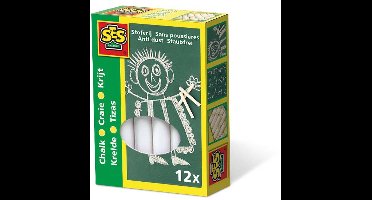 SES Creative - Krijt wit 12 stuks - stofvrij - makkelijk uitwasbaar - schoolkrijt