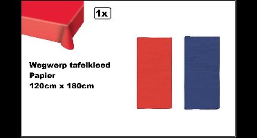 2x Tafelkleed papier blauw en rood 120cm x 180cm - wegwerp - Thema feest festival thema feest evenement gala