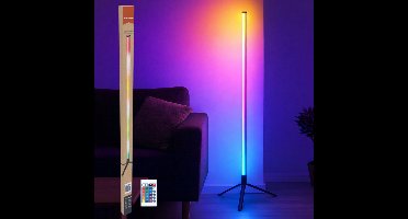 Grundig LED Vloerlamp 120cm - RGB Staande Lamp met Afstandsbediening - Sfeerlamp voor Woonkamer en Slaapkamer - USB Aangedreven - Game Lamp met 4 Lichtmodi en 60 LED's