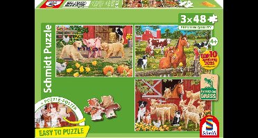 Schmidt - Legpuzzel - Dieren op de boerderij - 3 stukjes - Kinderen - vanaf 4 jaar