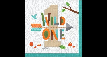 Witbaard Servetten '1' Wild One 33 Cm Papier Groen/wit 16 St