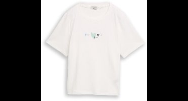 Tom Tailor - T-shirt van katoen - Maat XXL - off white