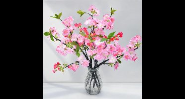 Kunstbloemen Kersenbloesem 6 stuks - Kunstmatige Sakura takken - Korte stelen voor bloemschikken - Zijden bloemen voor thuis decoratie - Lente decoratie - Roze